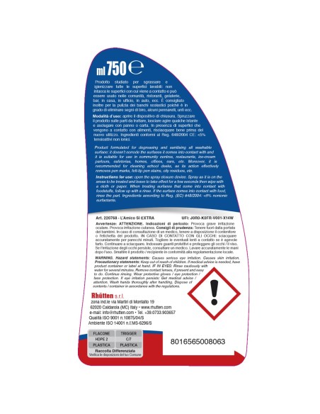 Rhutten Sgrassatore igienizzante L'amico Sì Extra 750 ml