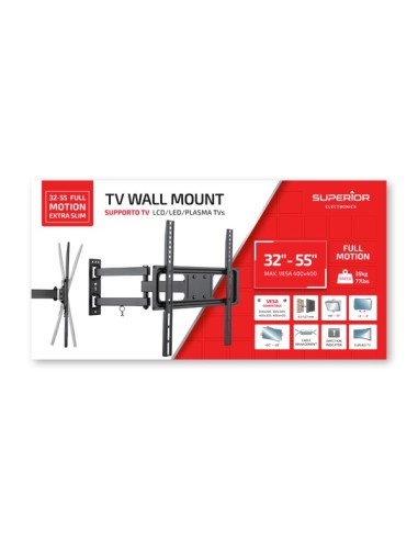 Staffa TV Snodabile Full Motion 32-55" Extra Slim - Supporto da Parete