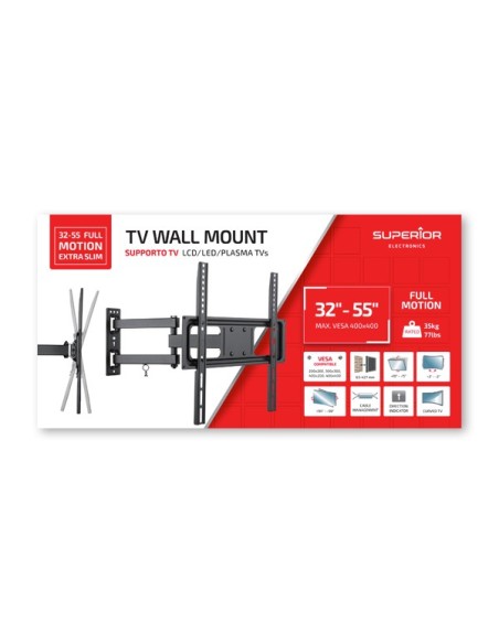 Staffa TV Snodabile Full Motion 32-55" Extra Slim - Supporto da Parete