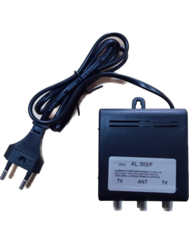 Alimentatore tv antenna 300ma attacco "F" 2 out, elettronica AL302F